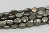 CPY11 16 inches 6*8mm oval pyrite gemstone beads wholesale