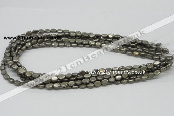 CPY11 16 inches 6*8mm oval pyrite gemstone beads wholesale