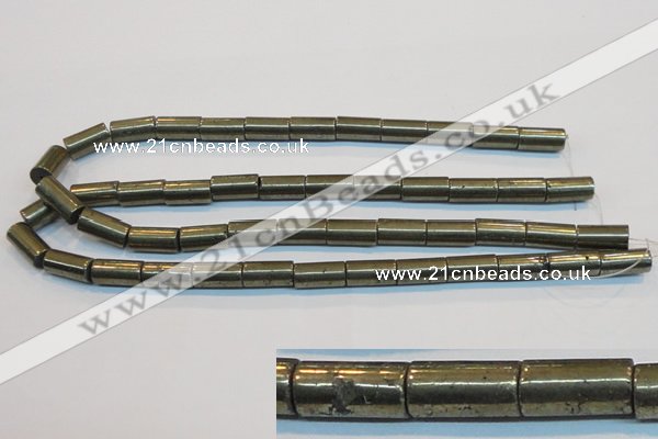 CPY129 15.5 inches 8*16mm tube pyrite gemstone beads wholesale