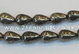 CPY132 15.5 inches 8*12mm teardrop pyrite gemstone beads wholesale