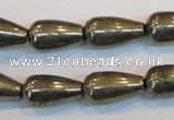 CPY134 15.5 inches 10*18mm teardrop pyrite gemstone beads wholesale