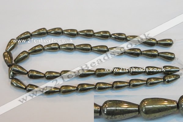 CPY134 15.5 inches 10*18mm teardrop pyrite gemstone beads wholesale