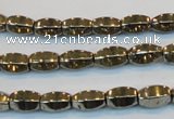 CPY141 15.5 inches 6*10mm rice pyrite gemstone beads wholesale