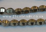 CPY142 15.5 inches 8*10mm rice pyrite gemstone beads wholesale