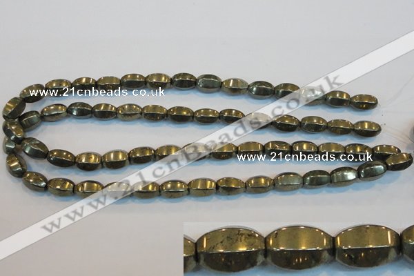 CPY144 15.5 inches 8*14mm rice pyrite gemstone beads wholesale