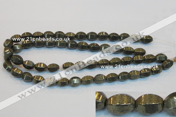 CPY145 15.5 inches 10*14mm rice pyrite gemstone beads wholesale