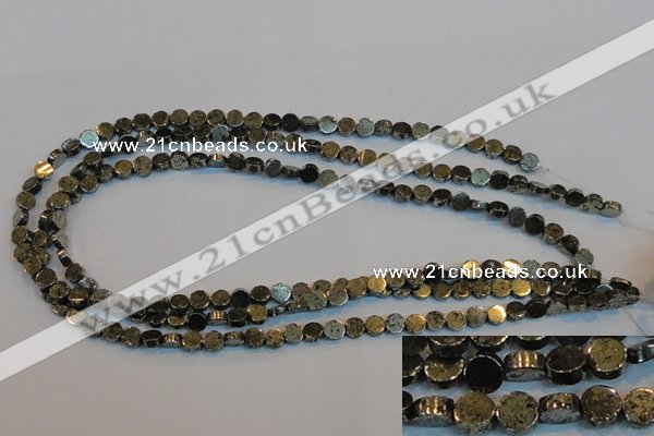 CPY150 15.5 inches 6mm coin pyrite gemstone beads wholesale