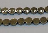 CPY151 15.5 inches 8mm coin pyrite gemstone beads wholesale