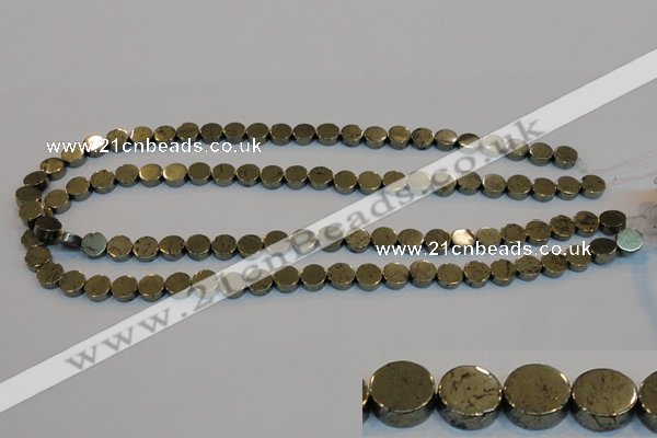 CPY151 15.5 inches 8mm coin pyrite gemstone beads wholesale