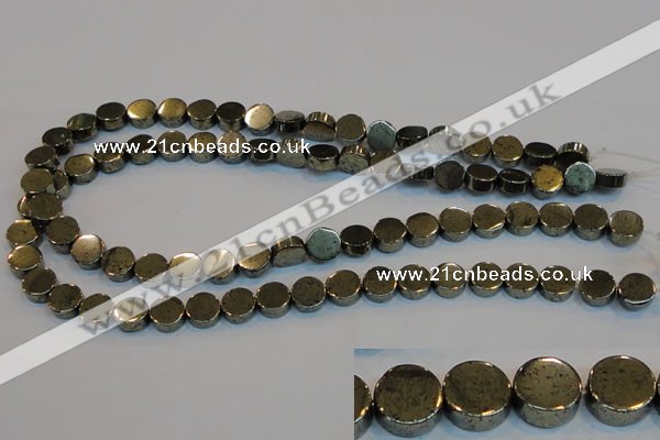 CPY152 15.5 inches 10mm coin pyrite gemstone beads wholesale