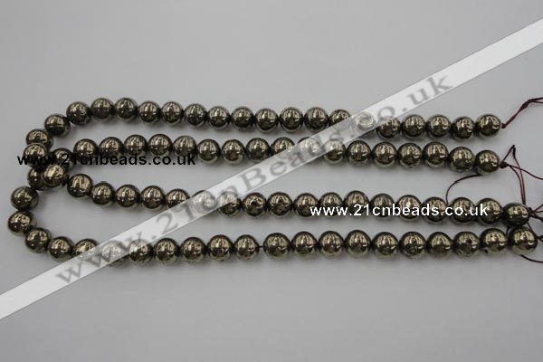 CPY204 15.5 inches 10mm round pyrite gemstone beads wholesale