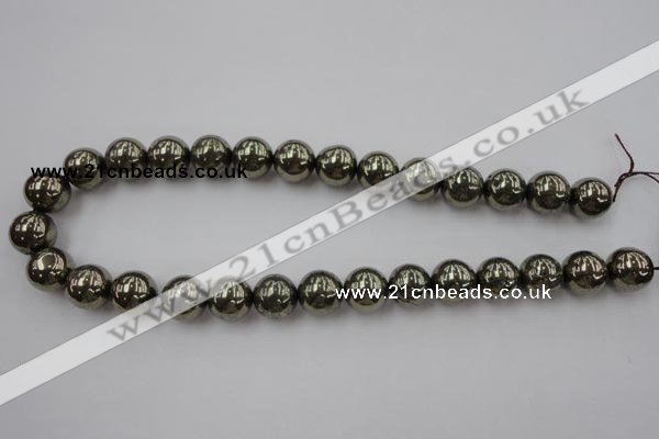 CPY206 15.5 inches 14mm round pyrite gemstone beads wholesale