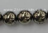 CPY207 15.5 inches 16mm round pyrite gemstone beads wholesale