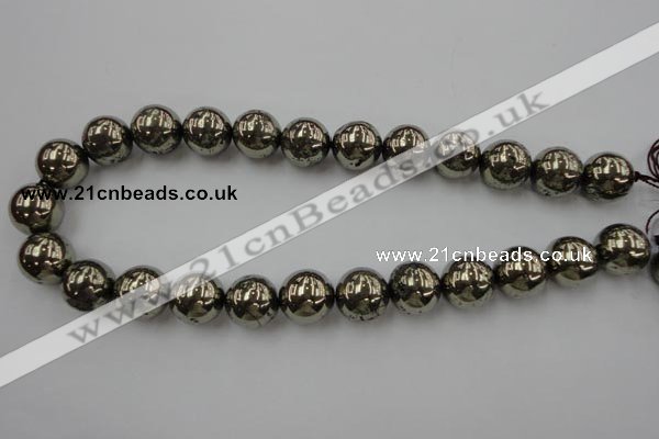 CPY207 15.5 inches 16mm round pyrite gemstone beads wholesale