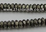 CPY216 15.5 inches 4*10mm faceted rondelle pyrite gemstone beads