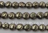 CPY220 15.5 inches 8mm flat round pyrite gemstone beads wholesale