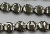 CPY222 15.5 inches 12mm flat round pyrite gemstone beads wholesale