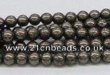 CPY23 16 inches 4mm round pyrite gemstone beads wholesale