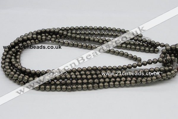 CPY23 16 inches 4mm round pyrite gemstone beads wholesale