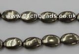 CPY231 15.5 inches 8*12mm oval pyrite gemstone beads wholesale