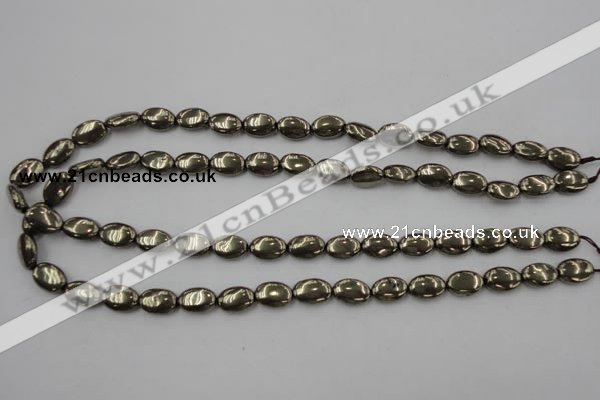 CPY231 15.5 inches 8*12mm oval pyrite gemstone beads wholesale