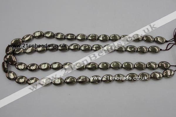 CPY232 15.5 inches 10*14mm oval pyrite gemstone beads wholesale