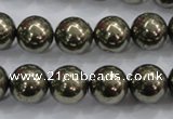 CPY25 16 inches 14mm round pyrite gemstone beads wholesale