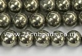 CPY260 15.5 inches 4mm round pyrite gemstone beads wholesale