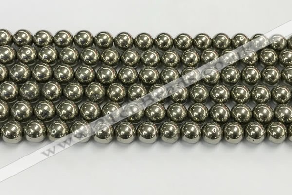 CPY262 15.5 inches 8mm round pyrite gemstone beads wholesale