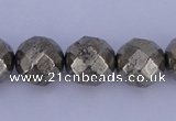 CPY30 16 inches 10mm faceted round pyrite gemstone beads wholesale