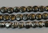 CPY300 15.5 inches 7mm flat round pyrite gemstone beads wholesale