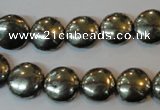 CPY302 15.5 inches 12mm flat round pyrite gemstone beads wholesale