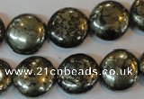 CPY303 15.5 inches 16mm flat round pyrite gemstone beads wholesale