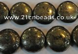 CPY304 15.5 inches 18mm flat round pyrite gemstone beads wholesale