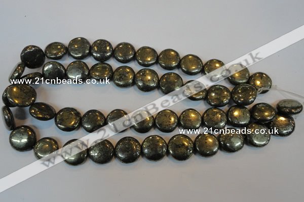 CPY304 15.5 inches 18mm flat round pyrite gemstone beads wholesale
