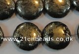 CPY305 15.5 inches 20mm flat round pyrite gemstone beads wholesale