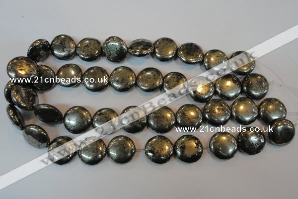 CPY305 15.5 inches 20mm flat round pyrite gemstone beads wholesale