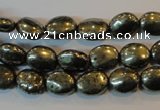 CPY32 16 inches 8*10mm oval pyrite gemstone beads wholesale