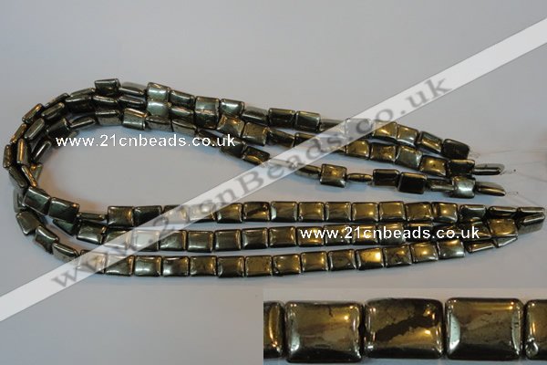 CPY320 15.5 inches 8*10mm rectangle pyrite gemstone beads wholesale