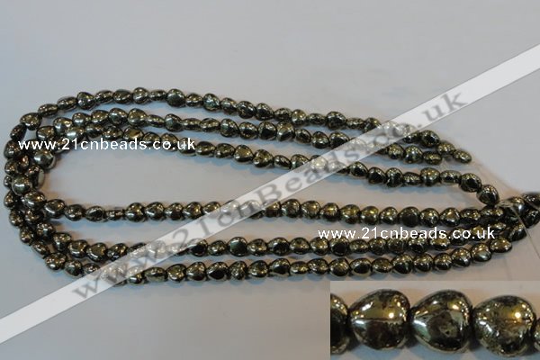 CPY328 15.5 inches 8*8mm heart pyrite gemstone beads wholesale