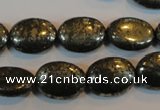 CPY33 16 inches 12*16mm oval pyrite gemstone beads wholesale