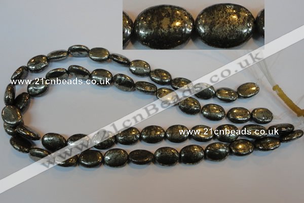 CPY33 16 inches 12*16mm oval pyrite gemstone beads wholesale