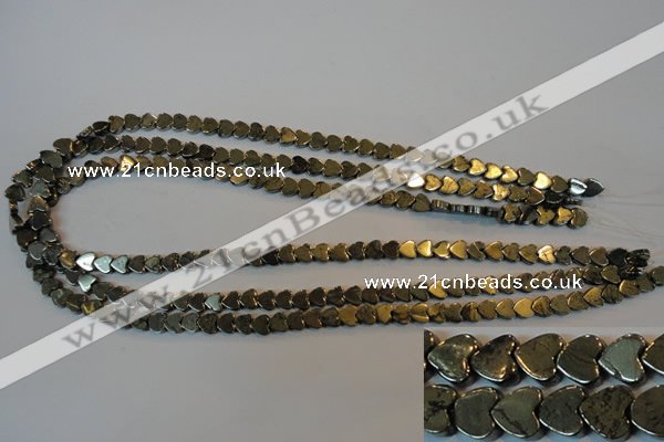 CPY330 15.5 inches 6*6mm heart pyrite gemstone beads wholesale