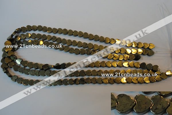 CPY331 15.5 inches 8*8mm heart pyrite gemstone beads wholesale