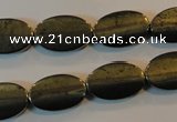 CPY334 15.5 inches 10*16mm twisted oval pyrite gemstone beads