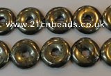 CPY337 15.5 inches 14mm donut pyrite gemstone beads wholesale