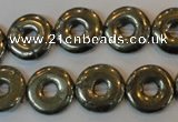 CPY338 15.5 inches 16mm donut pyrite gemstone beads wholesale