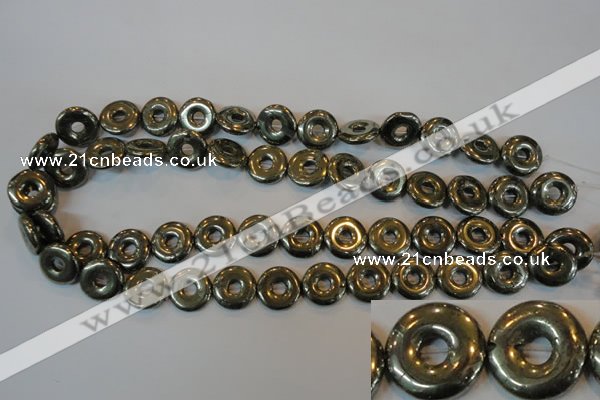 CPY338 15.5 inches 16mm donut pyrite gemstone beads wholesale