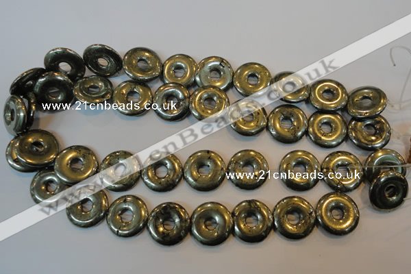 CPY340 15.5 inches 20mm donut pyrite gemstone beads wholesale