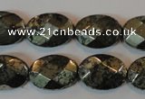 CPY344 15.5 inches 13*18mm faceted oval pyrite gemstone beads wholesale